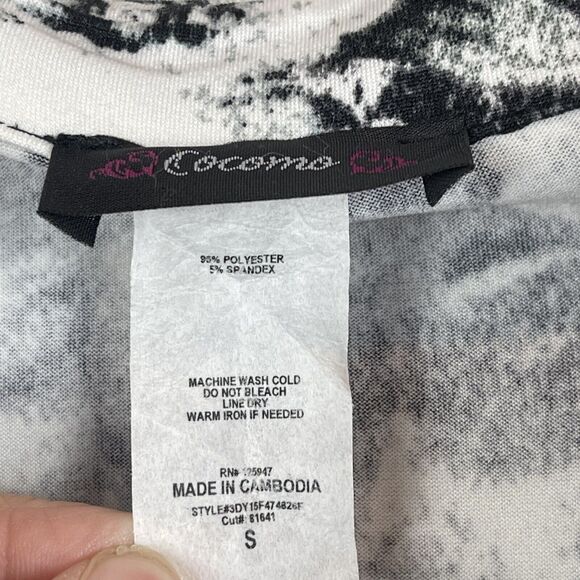 Cocomo Top Small Black White Stretch Popover Blouse Romantic Boho Chic Artsy - Picture 4 of 7